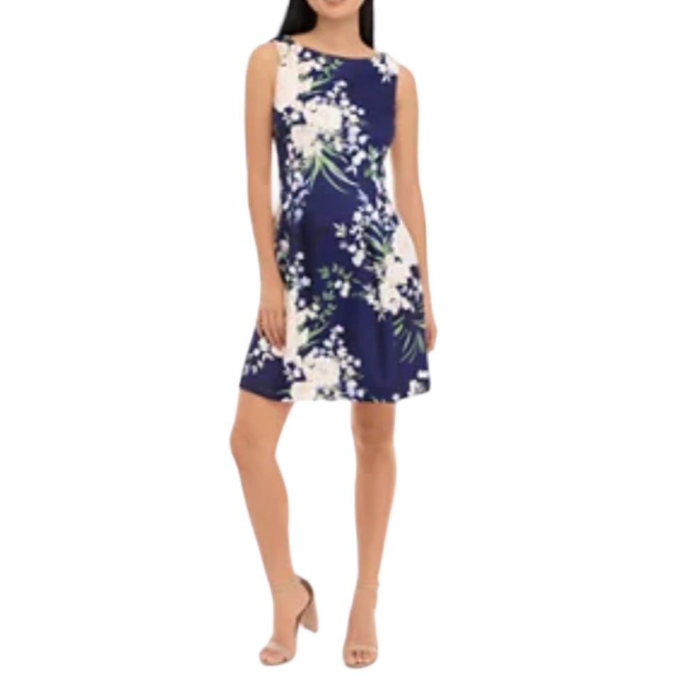 NWT Vince Camuto Women’s Size 2 Navy Floral Scuba Fit and Flare Dress